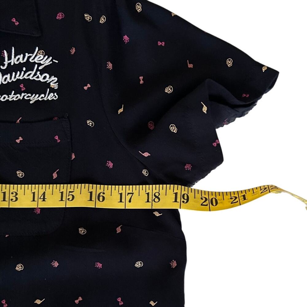 Harley-Davidson Women’s Black Button-Up Shirt Mini Print Medium - Picture 7 of 8